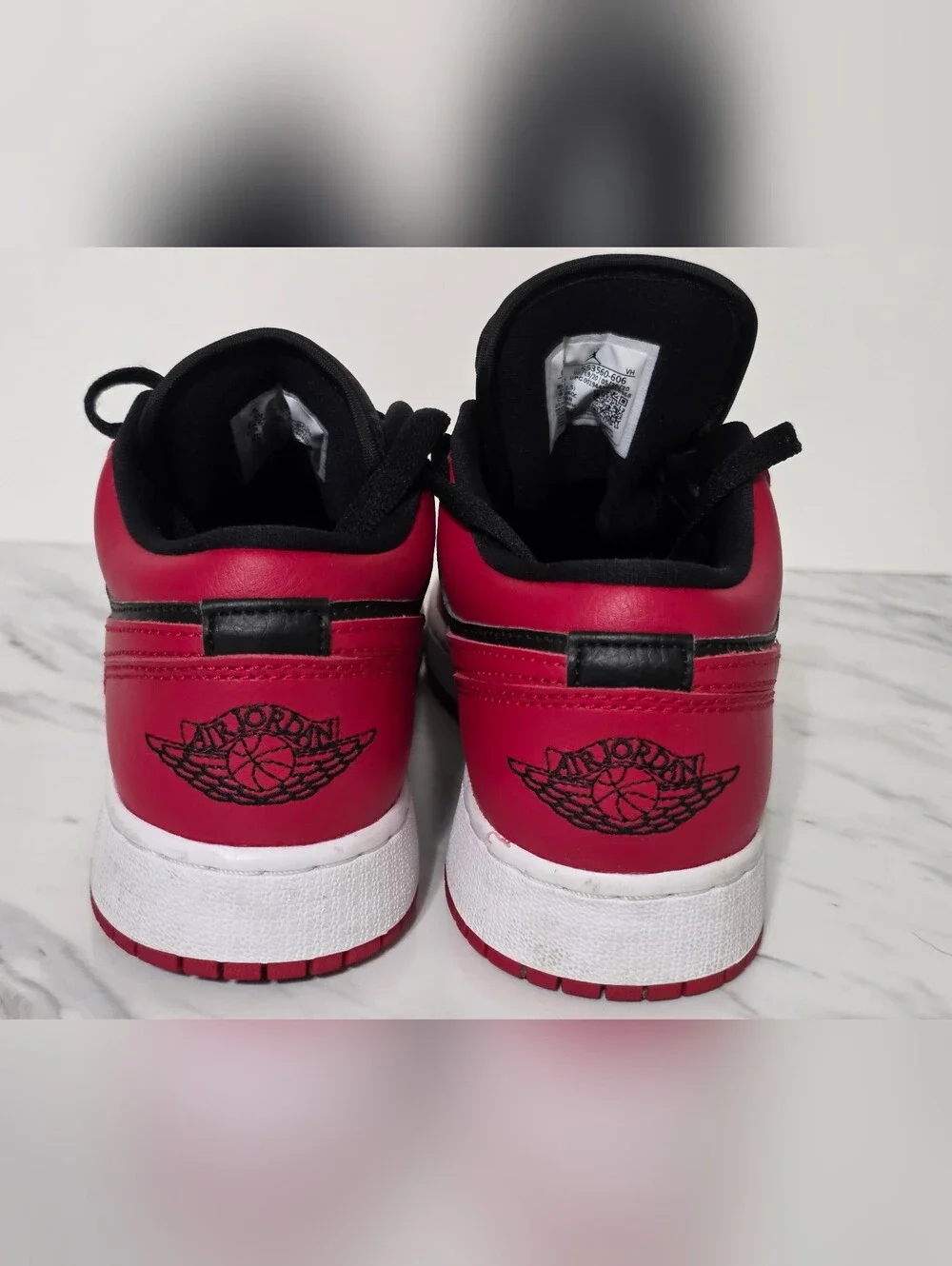 Jordan Black and Red Low-Top Sneakers